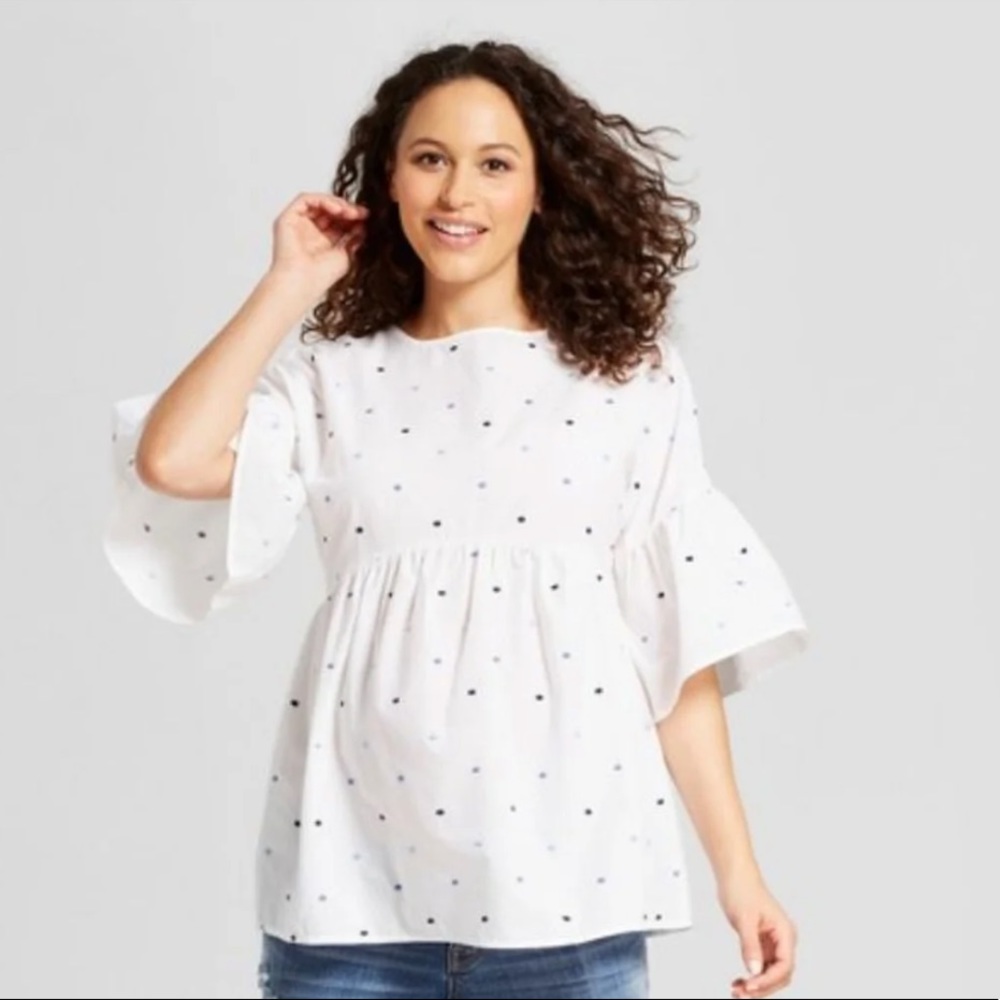 Isabel Maternity Polka Dot Top Large